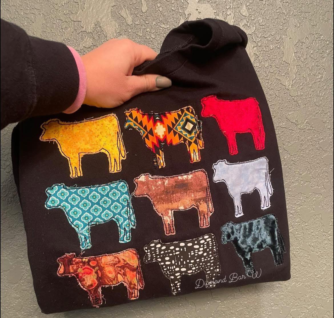 Cow Applique-Multi Color