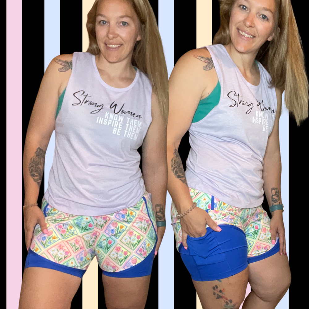 Spring Bloom -Running Shorts with pockets *New Design*