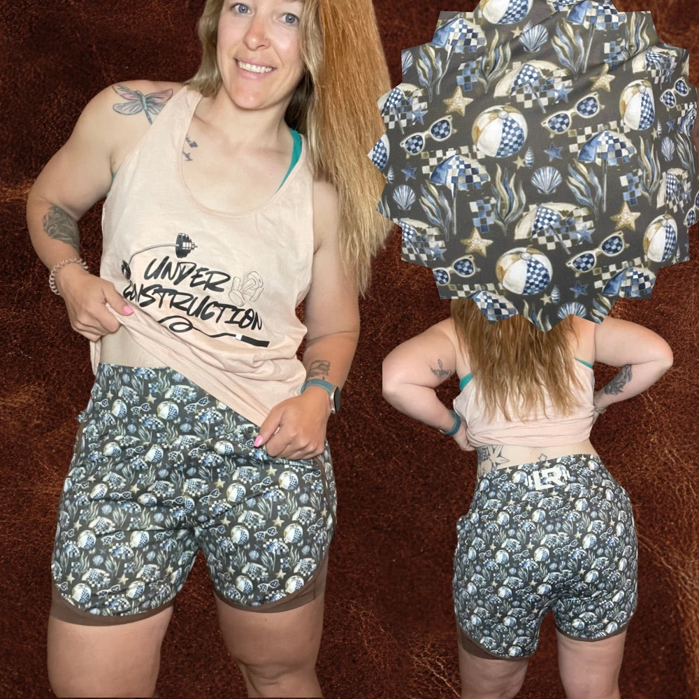 Coastal Check-Running Shorts with pockets *New Design*